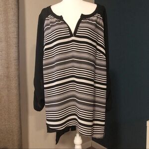 Lane Bryant asymmetrical black white pattern top